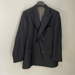 Givenchy Blazer 40R Black Pin Stripe 100% Wool Two Button Made In USA